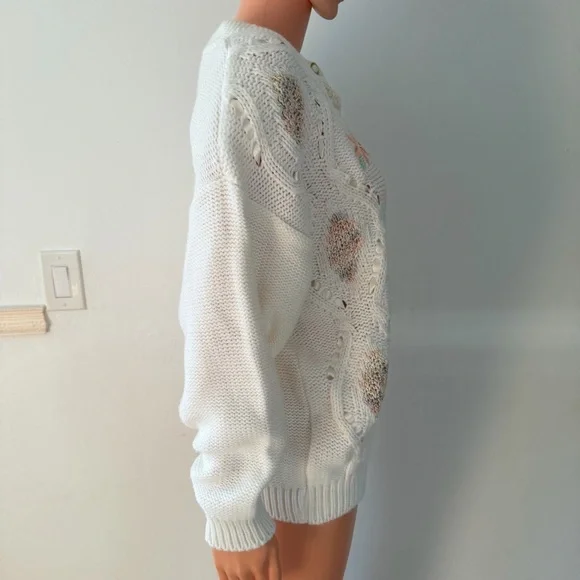 Vintage Mizaro Sara Sweater Grannycore Cottagecore 1980s 1990s Cardigan Floral - Picture 13 of 15